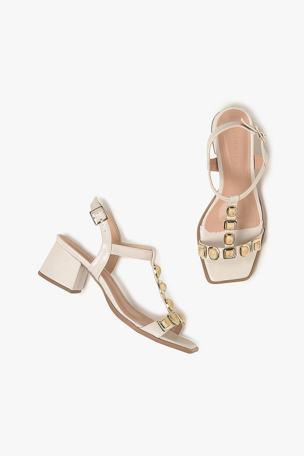 Sandália Feminina Salto Médio Mundial Oriane Off White 3