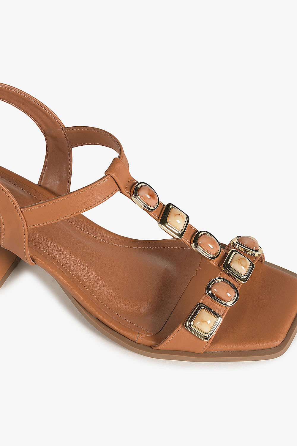 Sandália Feminina Salto Médio Mundial Oriane Caramelo 2