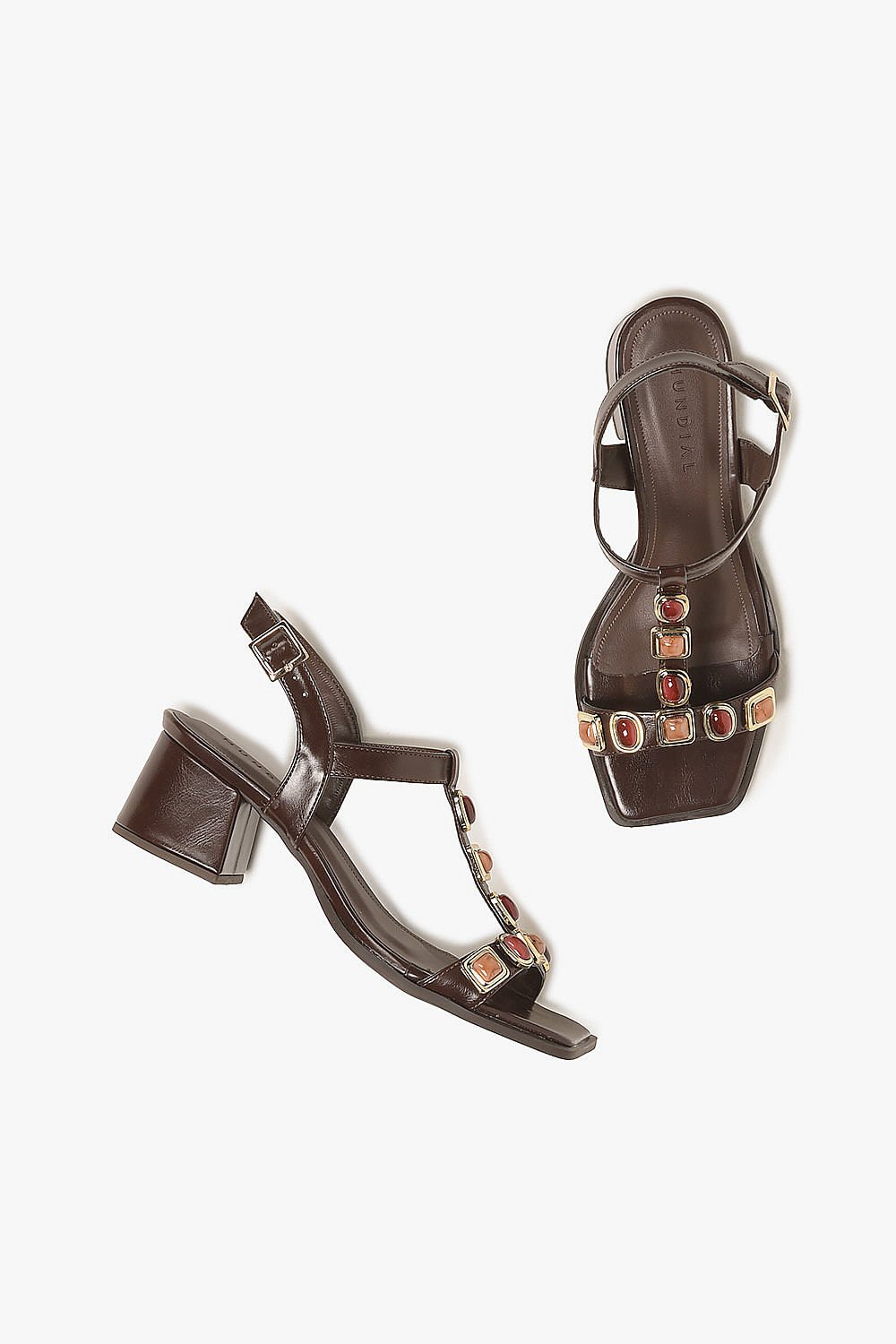 Sandália Feminina Salto Médio Mundial Oriane Café 4