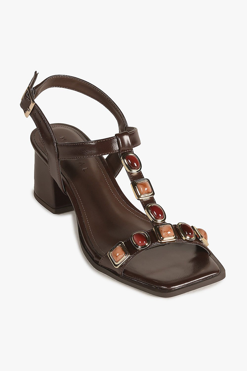 Sandália Feminina Salto Médio Mundial Oriane Café 5