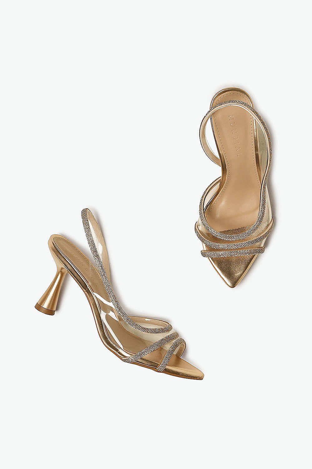 Sandália Feminina Salto Alto Mundial Athenas Dourado 3