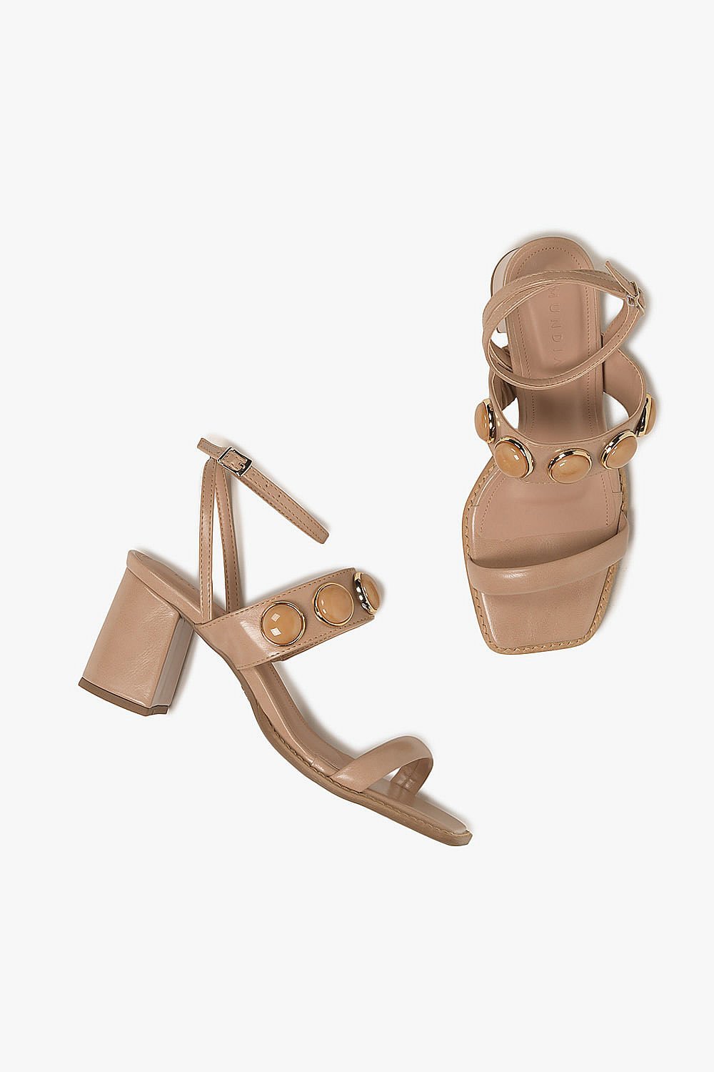 Sandália Feminina Salto Alto Mundial Jaqueline Bege 3