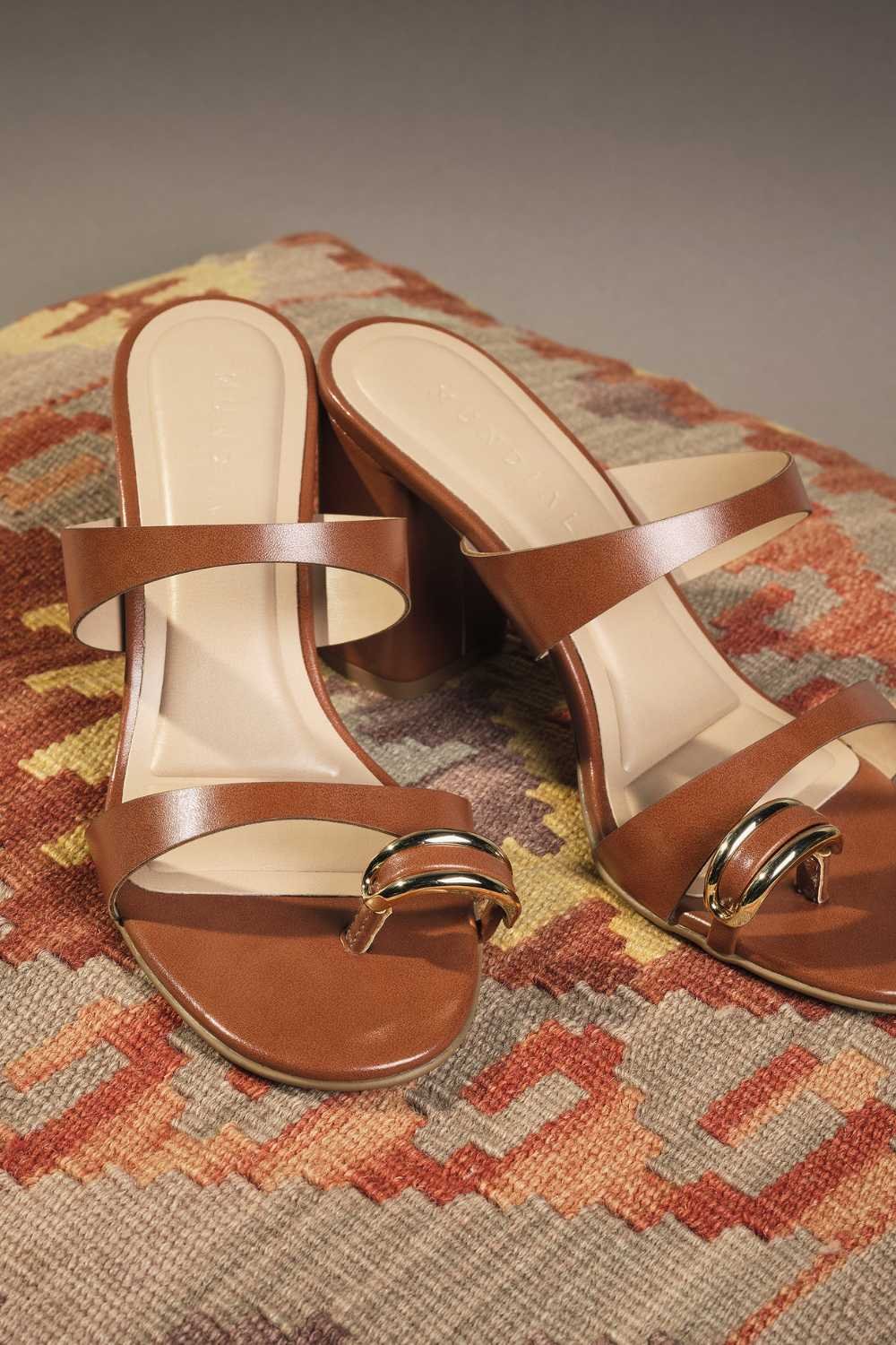 Tamanco Feminino Salto Alto Mundial Heather Caramelo 2