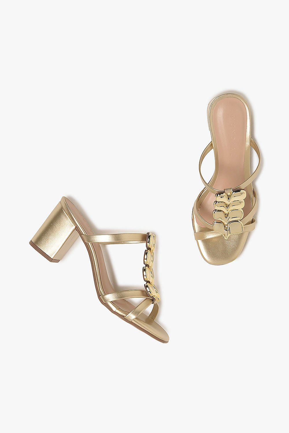 Tamanco Feminino Salto Médio Mundial Juditi Dourado 3