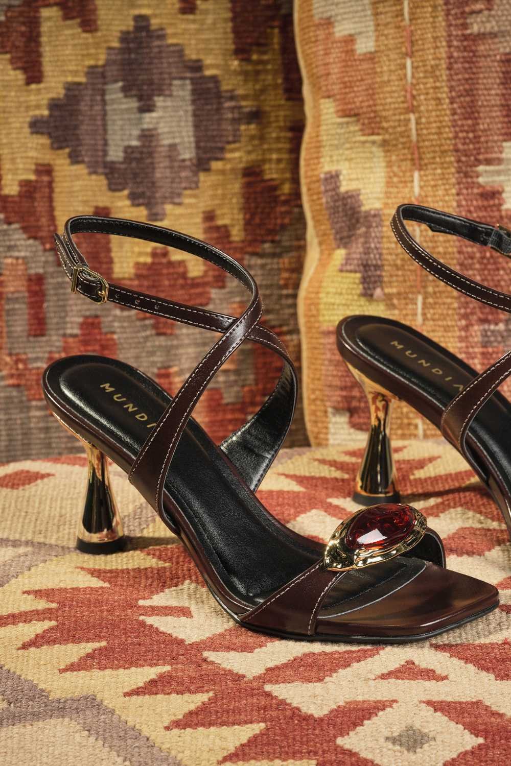 Sandália Feminino Salto Alto Mundial Katelyn Café 2