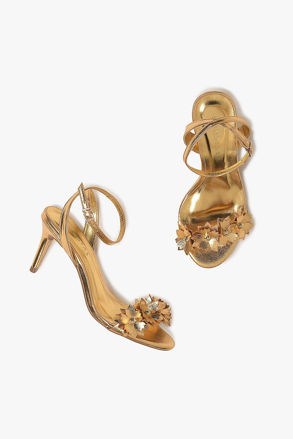 Sandália Feminina Salto Alto Mundial Milla Dourado 3