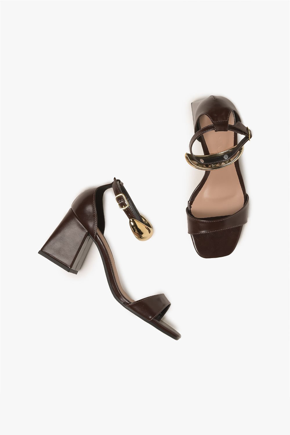 Sandália Feminina Salto Médio Mundial Kallista Café 3