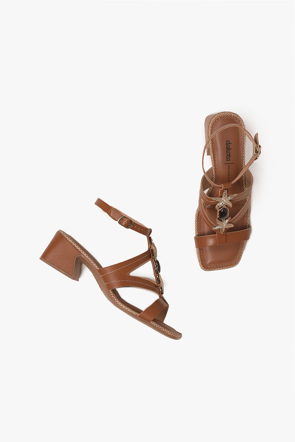 Sandália Feminina Salto Médio Dakota Mirelle Marrom 3