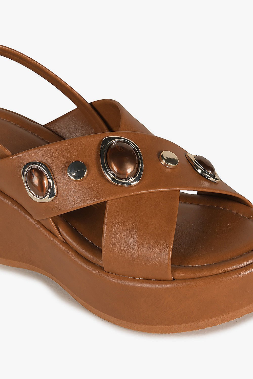 Sandália Feminina Anabela Costes Safira Caramelo 2