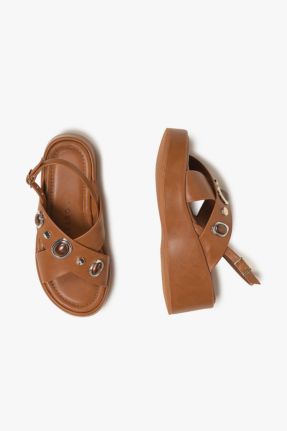 Sandália Feminina Anabela Costes Safira Caramelo 3