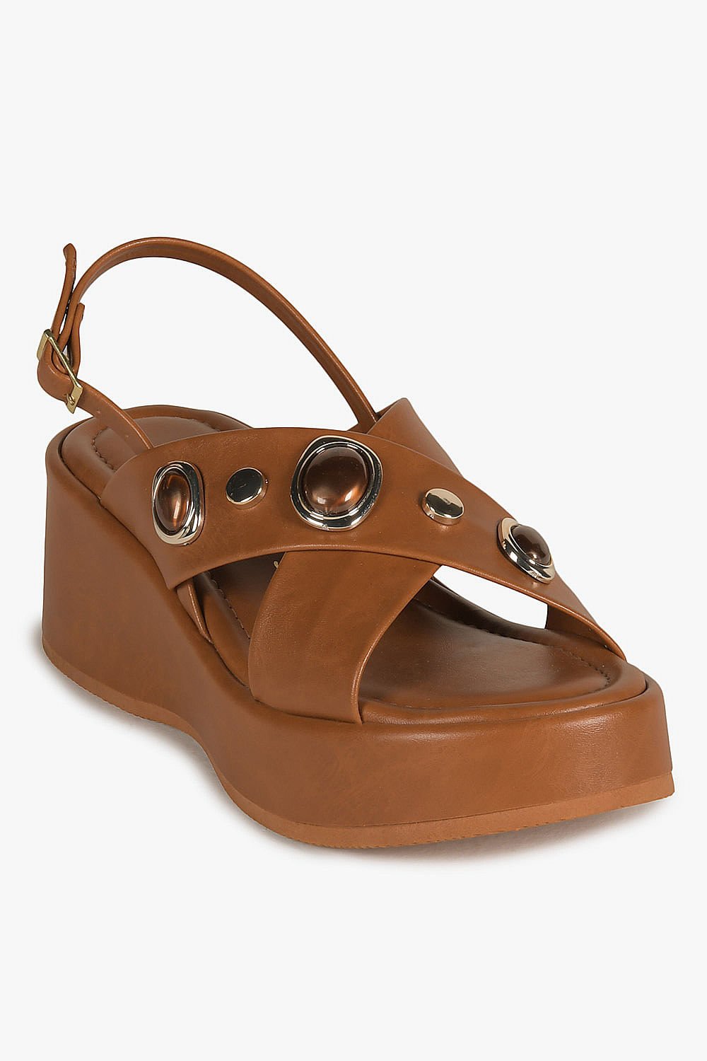 Sandália Feminina Anabela Costes Safira Caramelo 4