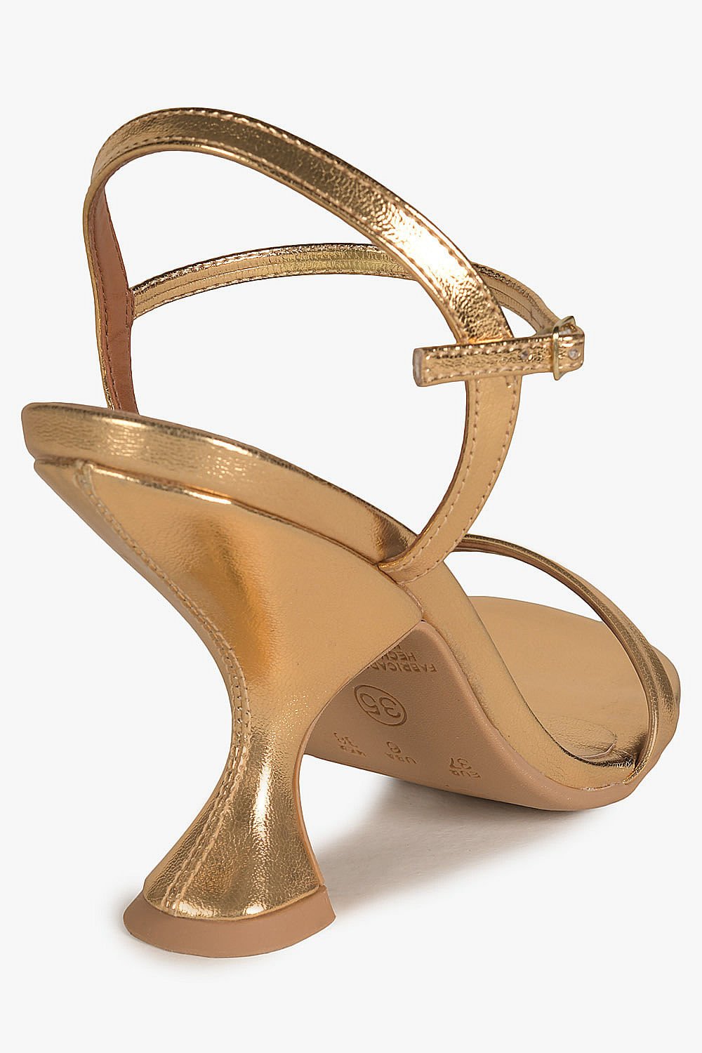 Sandália Feminina Salto Alto Mundial Roberia Dourado 2