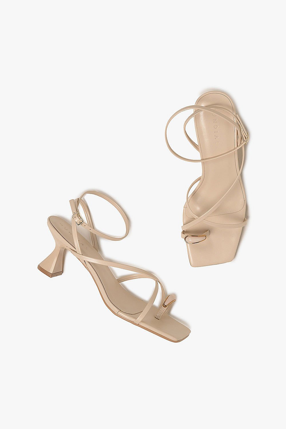 Sandália Feminina Salto Médio Mundial Octavia Bege 3