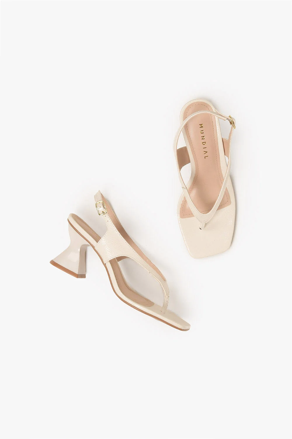 Sandália Feminina Salto Médio Mundial Christine Off White 3