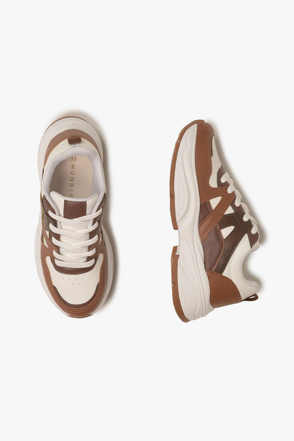 Tênis Feminino Casual Mundial Zarina Bege/Marrom 3