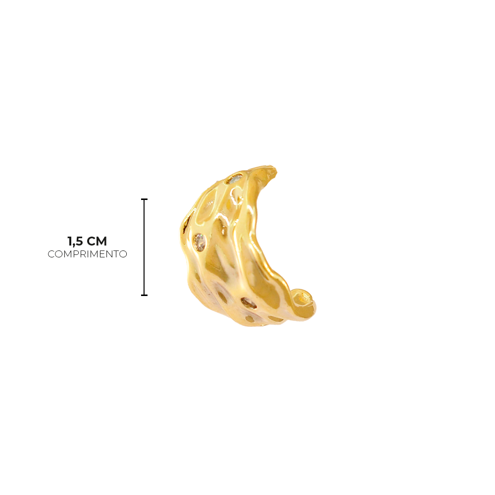 BRINCO SEMIJOIA ARGOLA MARTELADO CRISTAL DOURADO Dourado 3