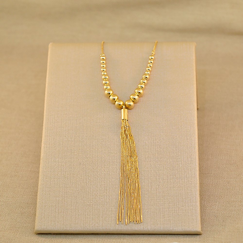 COLAR SEMIJOIA ESFERA FRANJA DOURADO