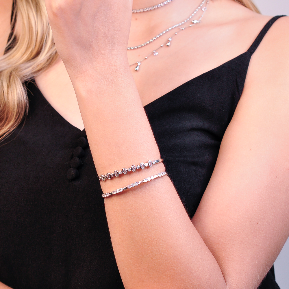 BRACELETE SEMIJOIA CRISTAL BANHO DE RODIO Prata 3