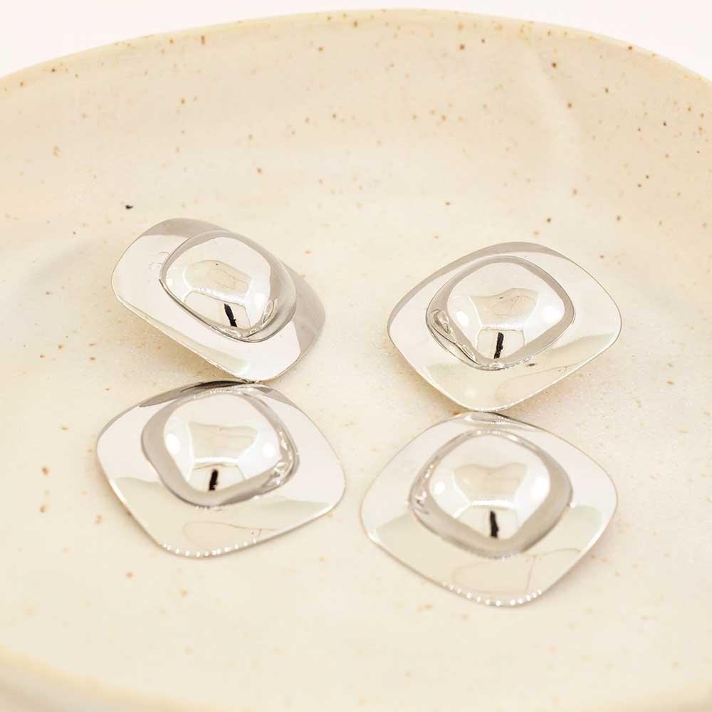 BRINCO SEMIJOIA LORETTA DUPLO ORGANICO RODIO Prata 3