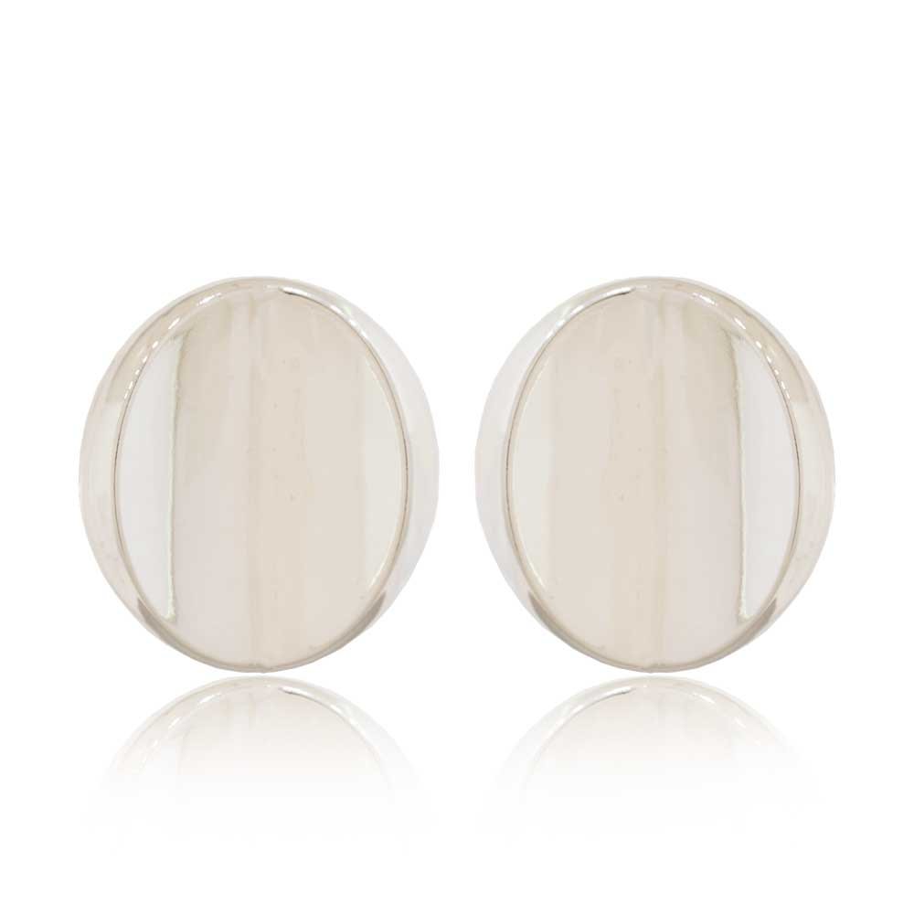 BRINCO BIJUTERIA LAINEY CHAPA OVAL RODIO Prata 1