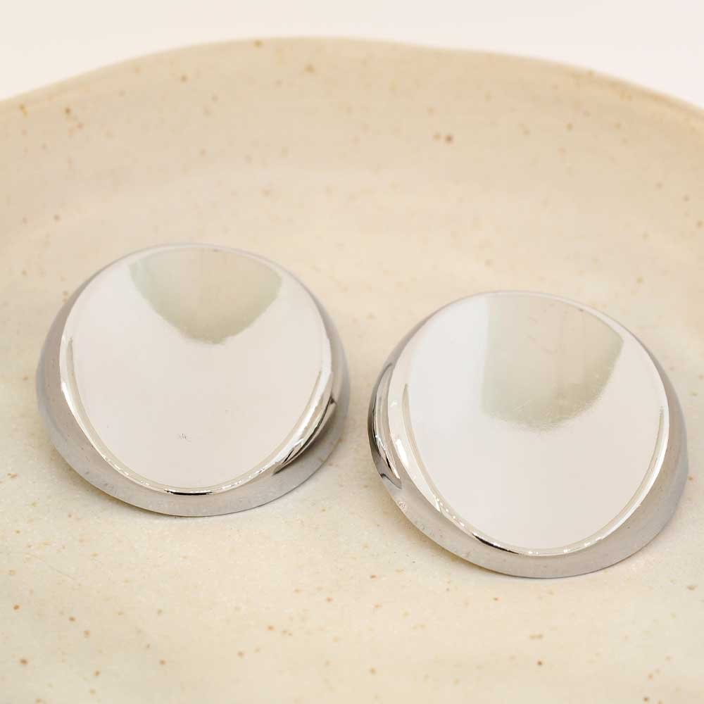 BRINCO BIJUTERIA LAINEY CHAPA OVAL RODIO Prata 3