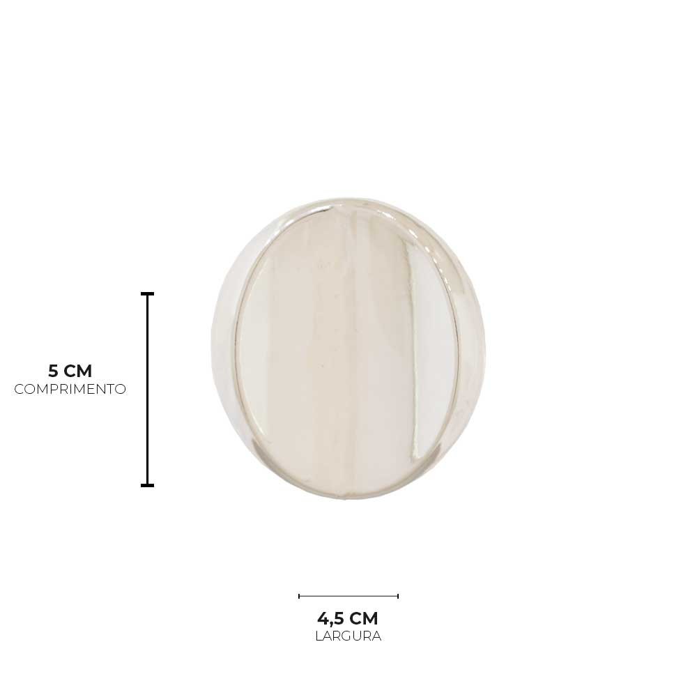 BRINCO BIJUTERIA LAINEY CHAPA OVAL RODIO Prata 4