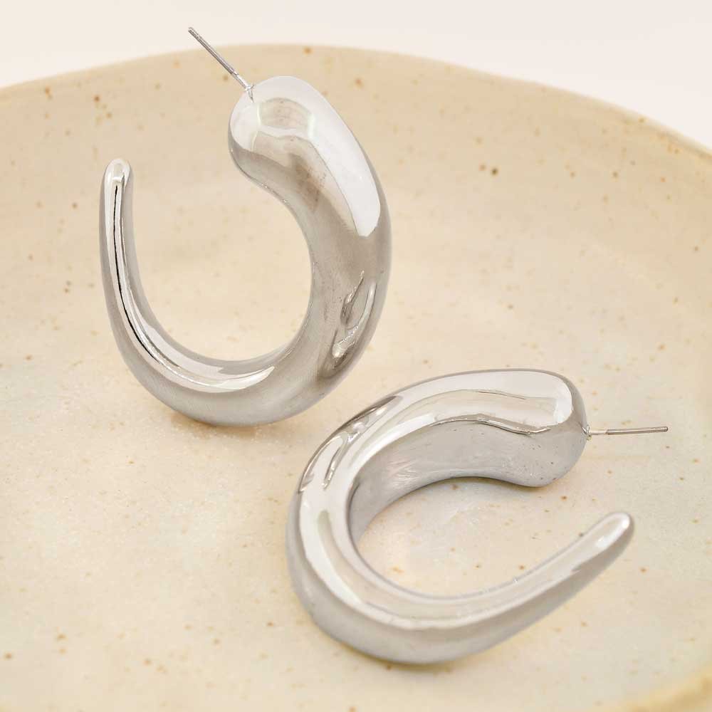 BRINCO BIJUTERIA CAROL ARGOLA PONTA FINA RODIO Prata 3