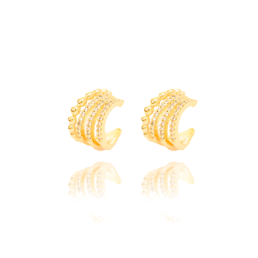 Piercing Semijoia Duplo Clarice Quatro Vias Dourado Dourado 1