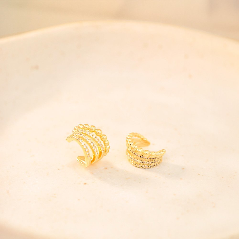 Piercing Semijoia Duplo Clarice Quatro Vias Dourado Dourado 2