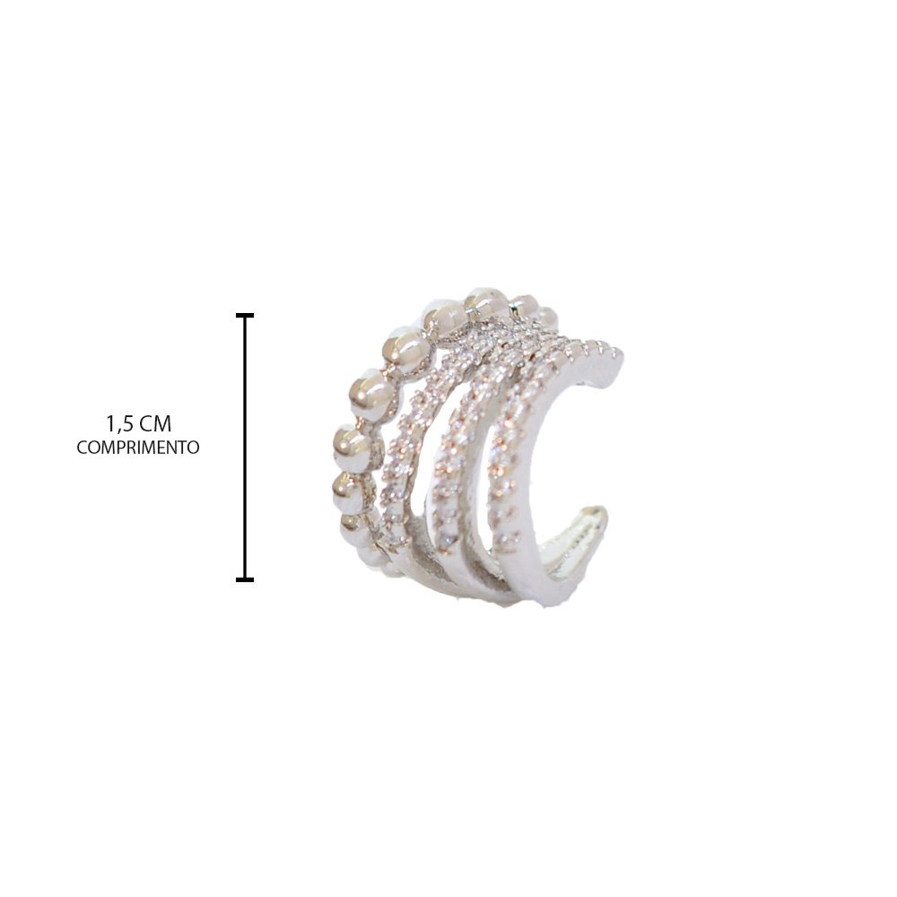Piercing Semijoia Duplo Clarice Quatro Vias Rodio Prata 3