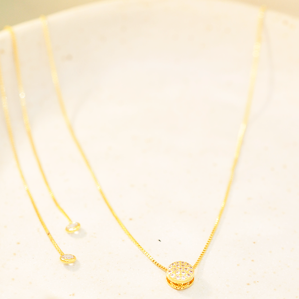 Colar Semijoia Roberta Gravata Zirconia Dourado Dourado 2