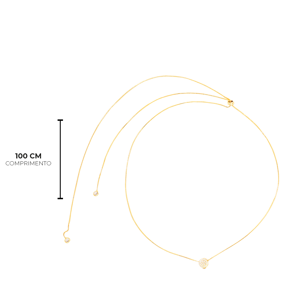 Colar Semijoia Roberta Gravata Zirconia Dourado Dourado 3