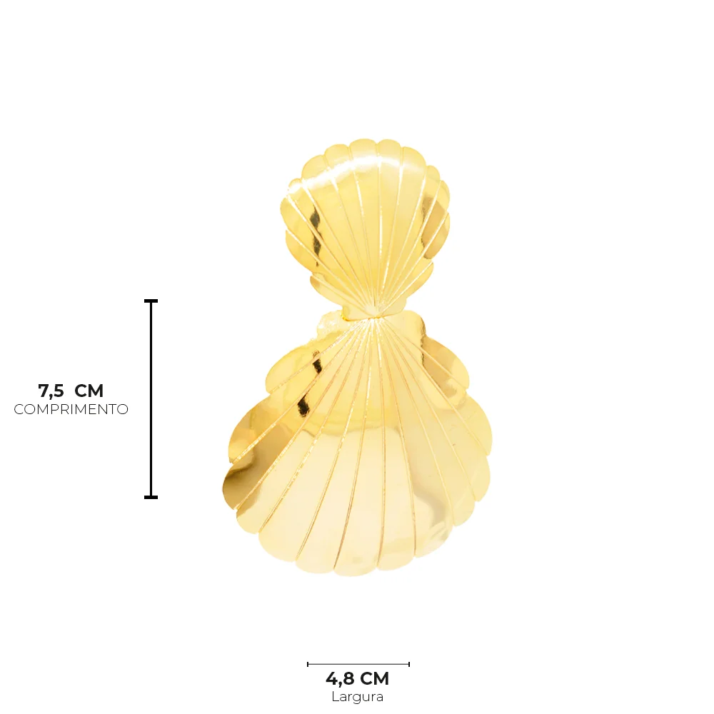 Brinco Semijoia Luna Concha Espelhada Dourado Dourado 3