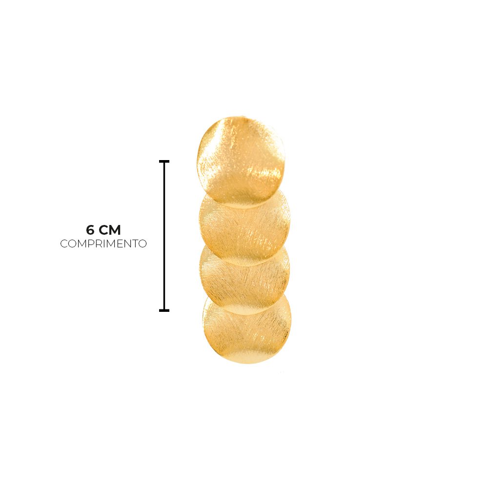 Brinco Semijoia Olivia Quatro Chapas Escovado Dourado Dourado 4