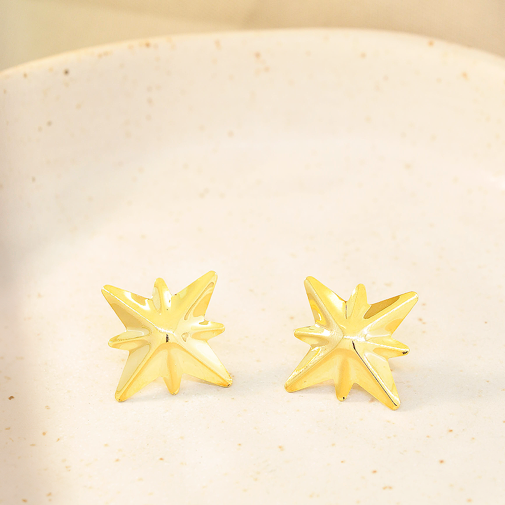 Brinco Semijoia Ester Estrela Dourado Dourado 2