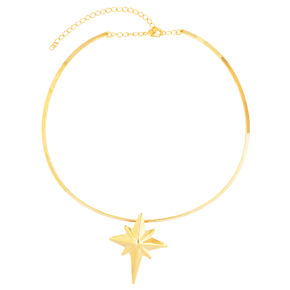 Choker Semijoia Aro Ester Estrela Dourado Dourado 1