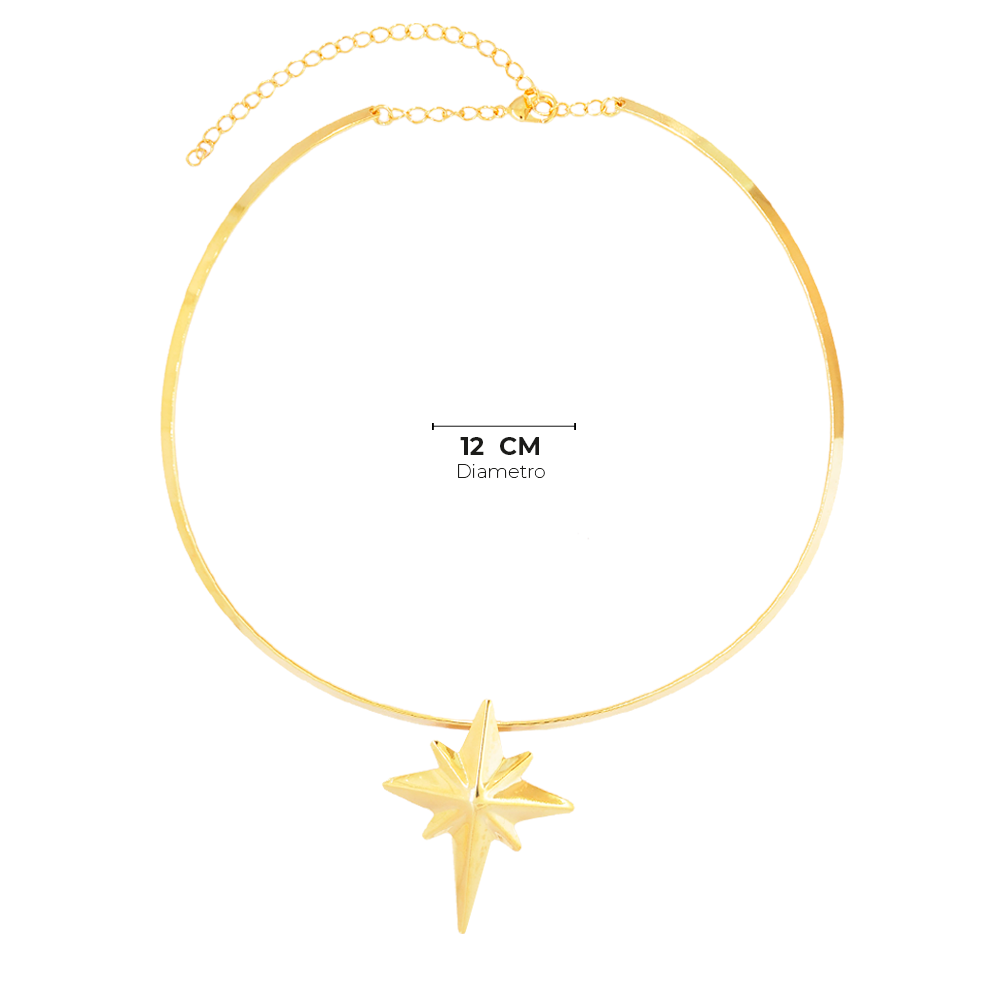 Choker Semijoia Aro Ester Estrela Dourado Dourado 4