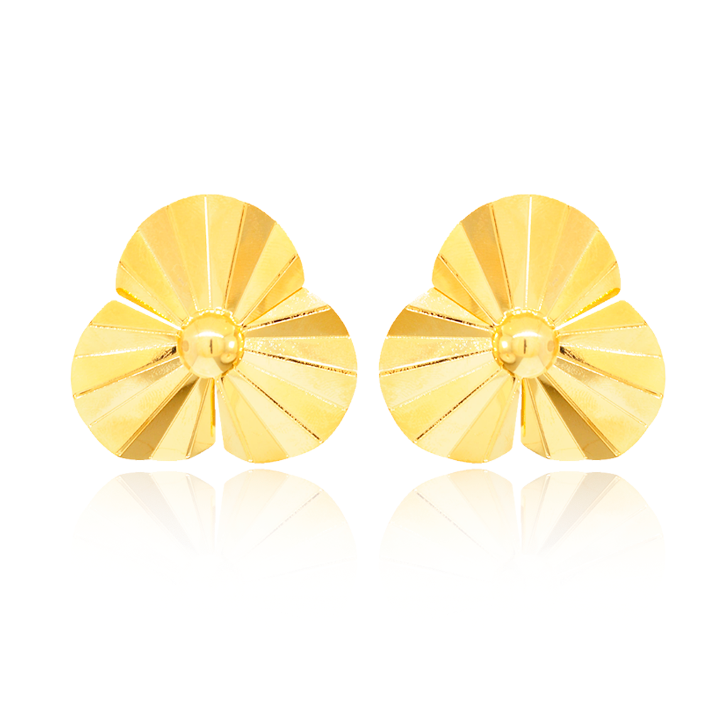 Brinco Semijoia Celia Flor Leque Dourado Dourado 1