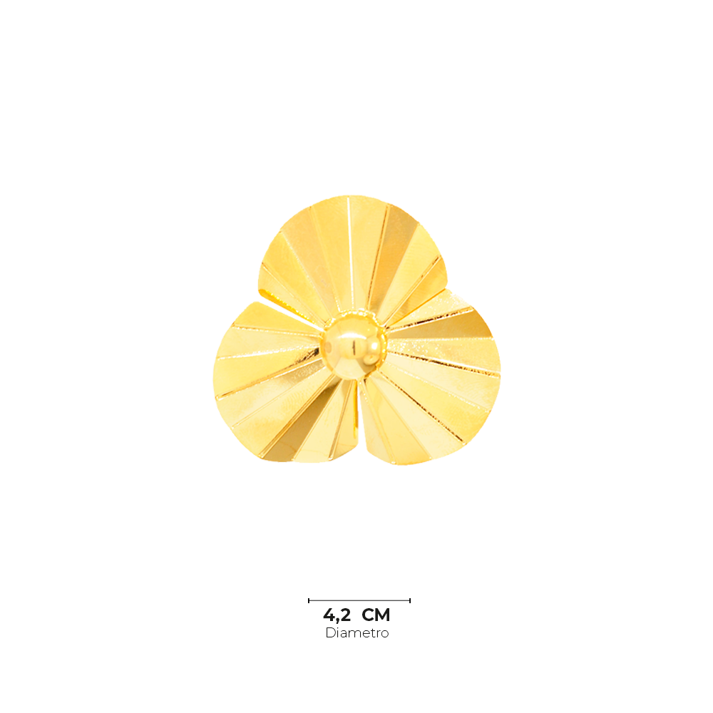 Brinco Semijoia Celia Flor Leque Dourado Dourado 3
