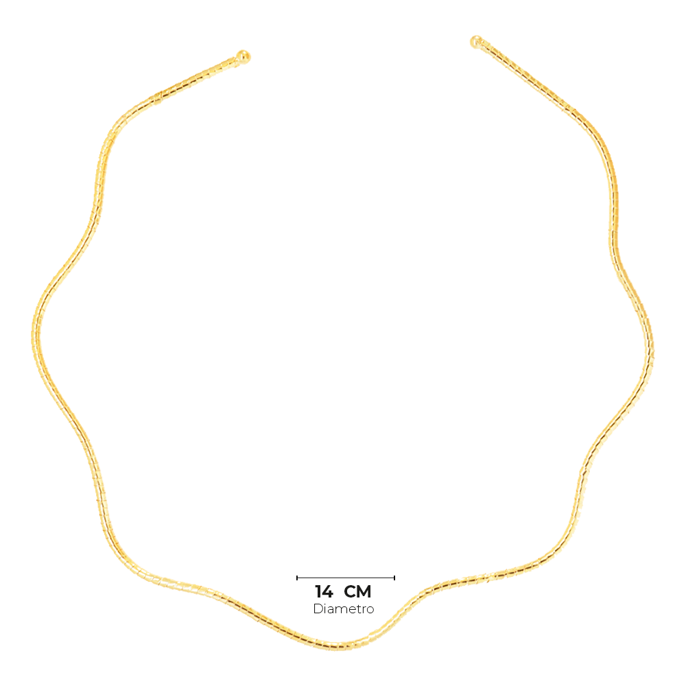 Choker Semijoia Aro Lira Ondas Dourado Dourado 3