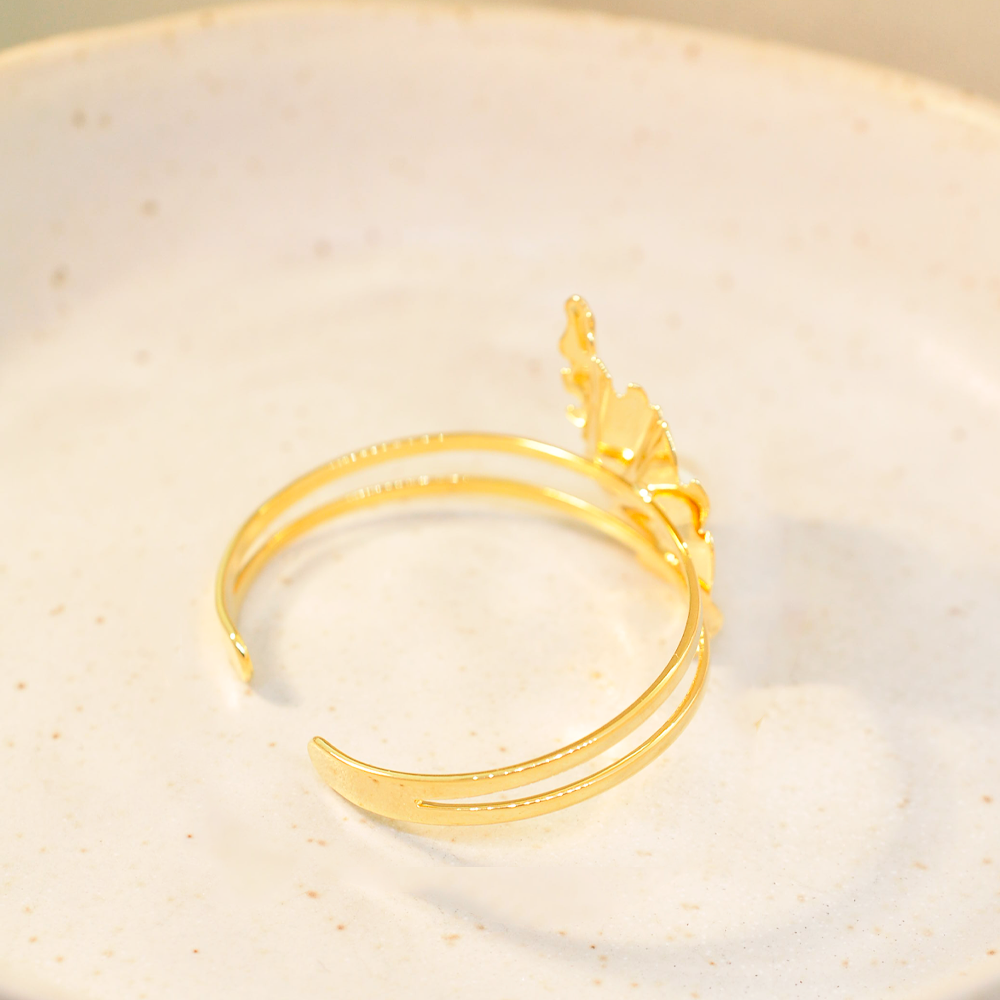 Bracelete Semijoia Lira Leque Perola Dourado Dourado 4