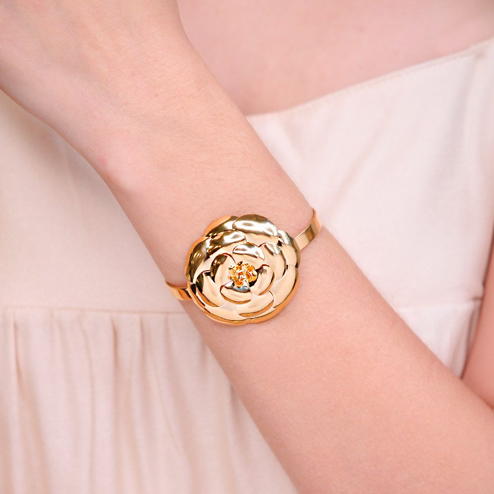 Bracelete Semijoia Rosa Metal Medio Dourado Dourado 2