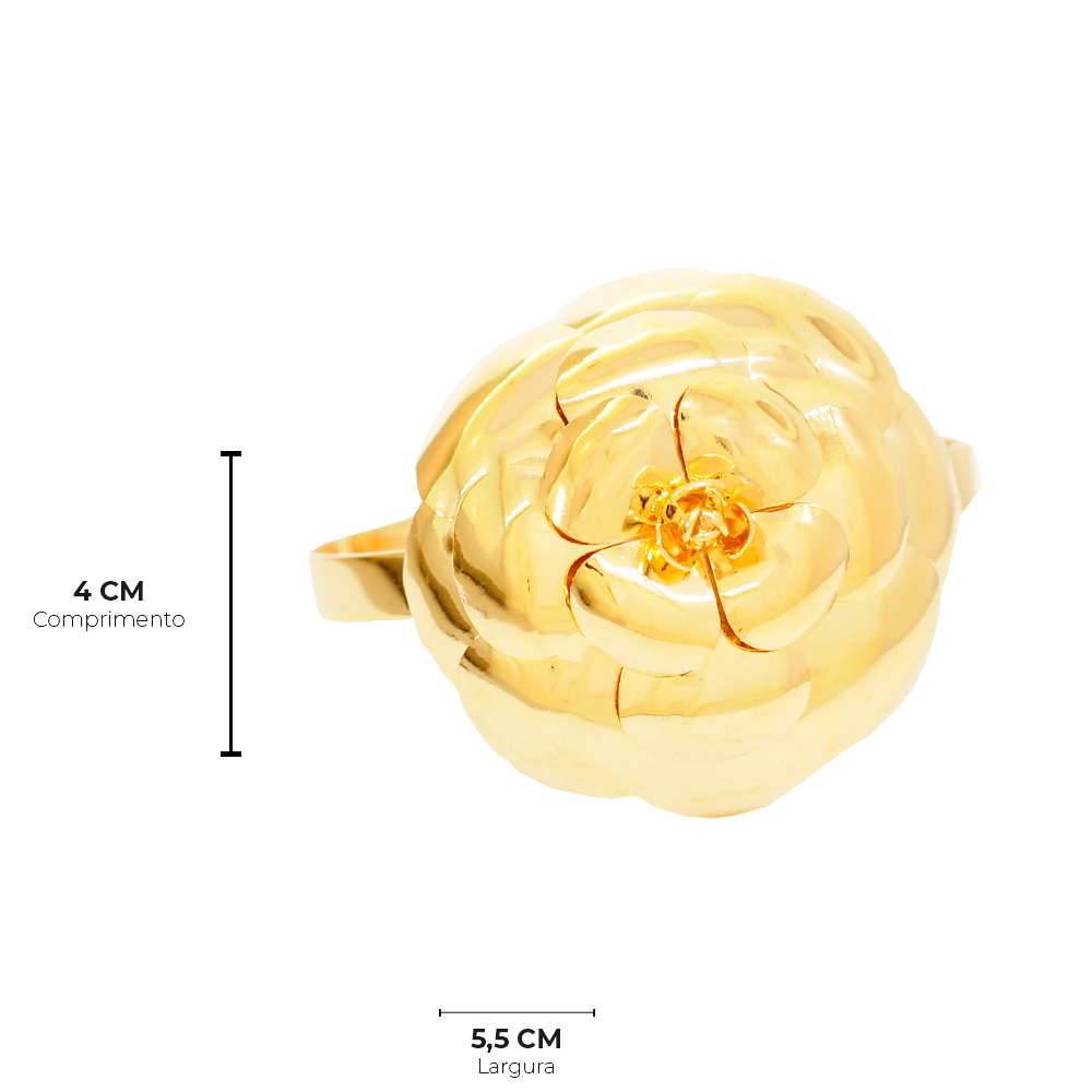 Bracelete Semijoia Rosa Metal Medio Dourado Dourado 4