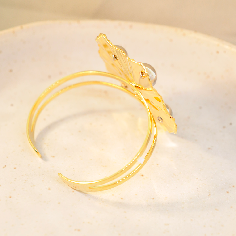 Bracelete Semijoia Athena Bolinhas Organico Duo Dourado 4