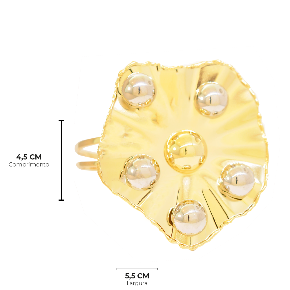 Bracelete Semijoia Athena Bolinhas Organico Duo Dourado 5
