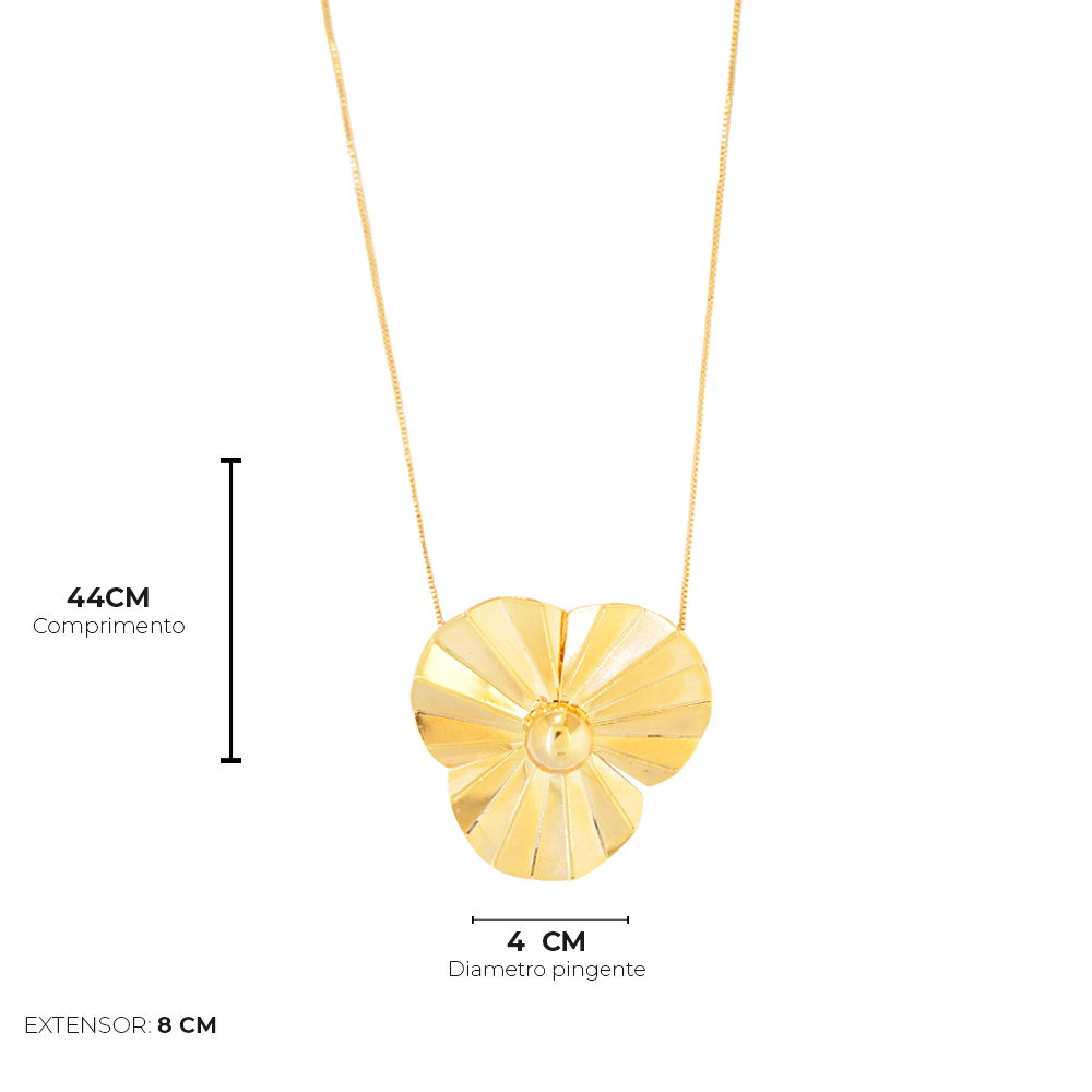 Colar Semijoia Celia Flor Leque Dourado Dourado 4