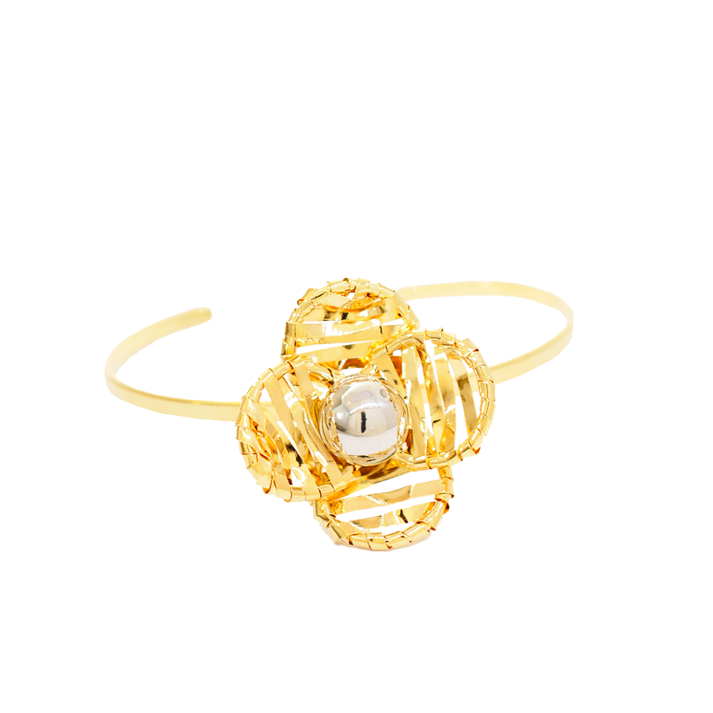 Bracelete Semijoia Jasmim Flor Duo Dourado 1