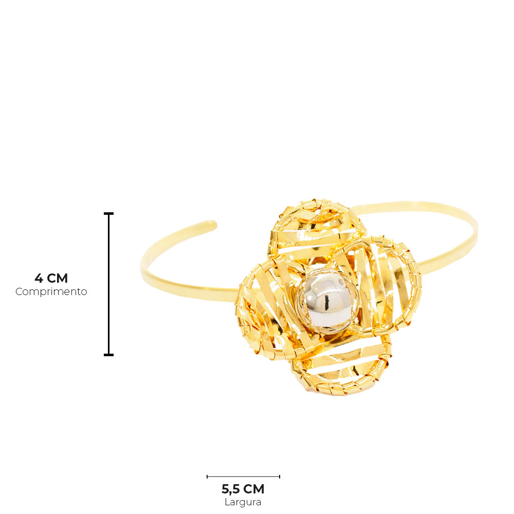 Bracelete Semijoia Jasmim Flor Duo Dourado 4
