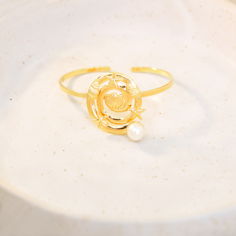 Bracelete Semijoia Fundo Do Mar Perola Dourado Dourado 3