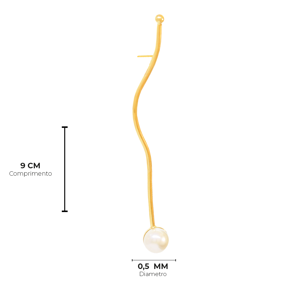 Brinco Semijoia Florence Palito Perola Dourado Dourado 4